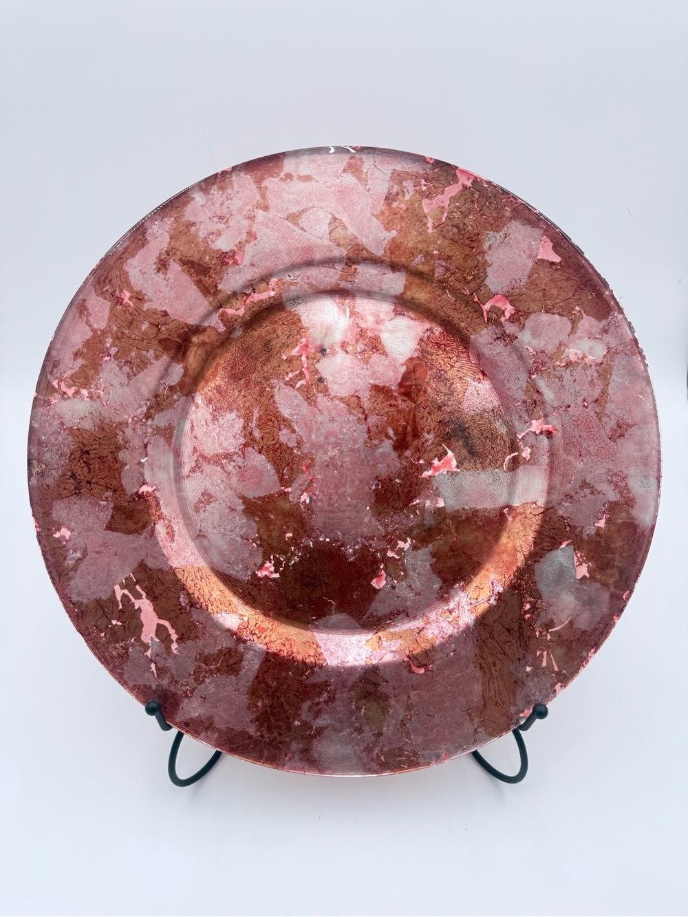 Pier 1 Display Charger Plate 13" in Distressed Orange Pink Gold